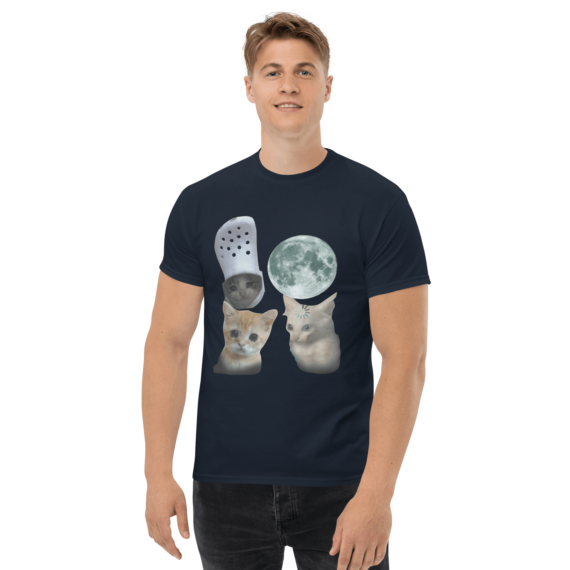 Cat Classic T-Shirt Meme - Navy | Shirtposting