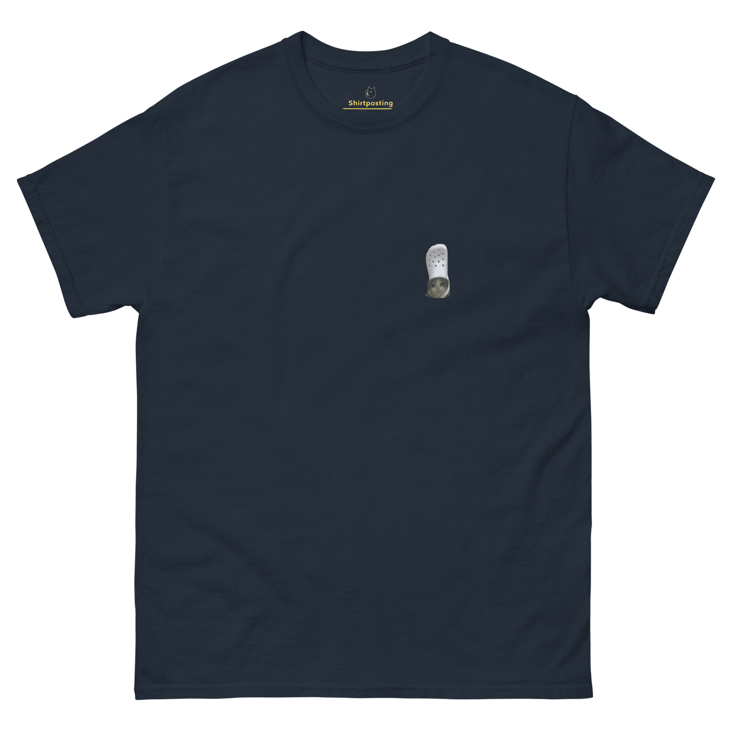 Cat Classic T-Shirt Meme - Navy | Shirtposting
