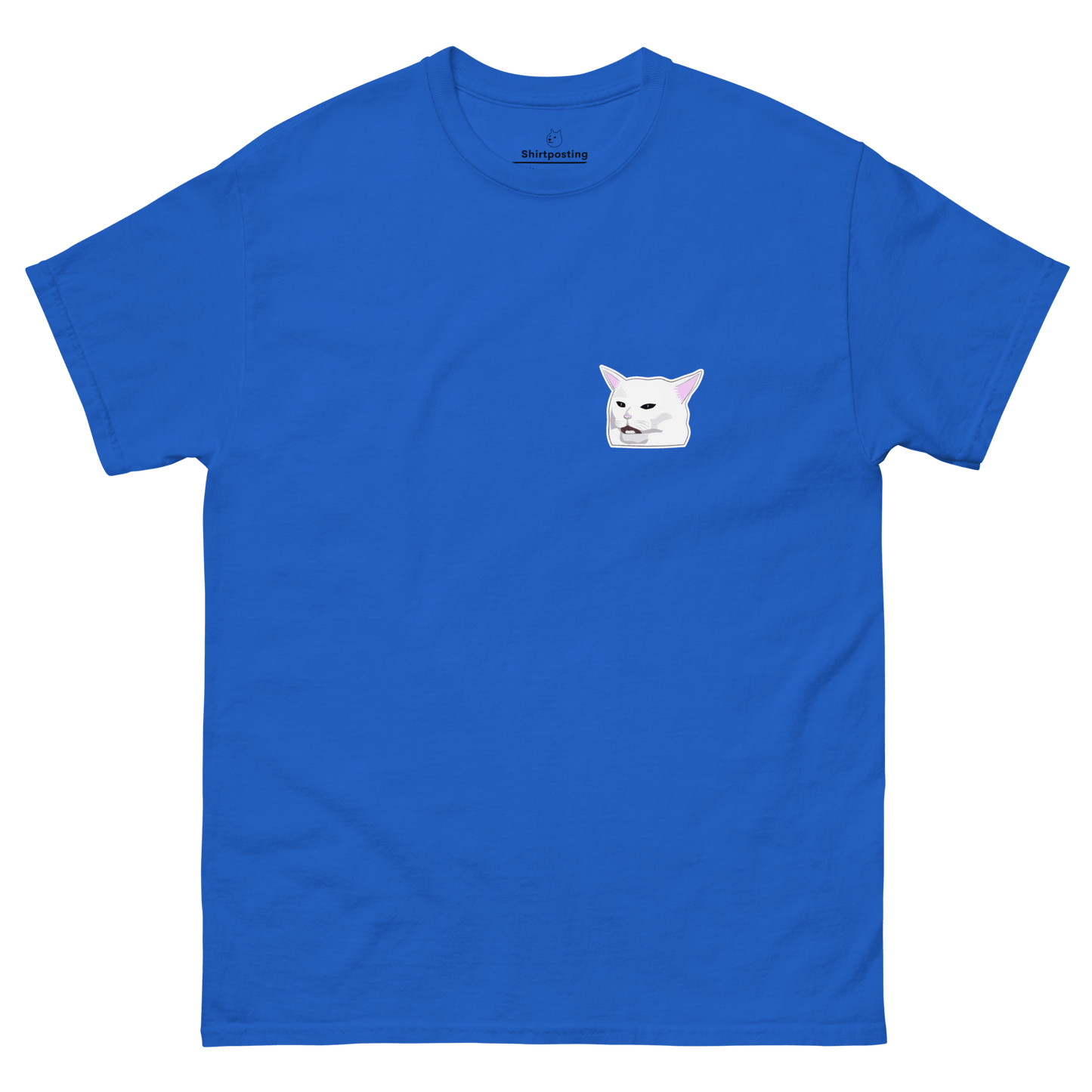 Cat Classic T-Shirt Meme - Royal | Shirtposting