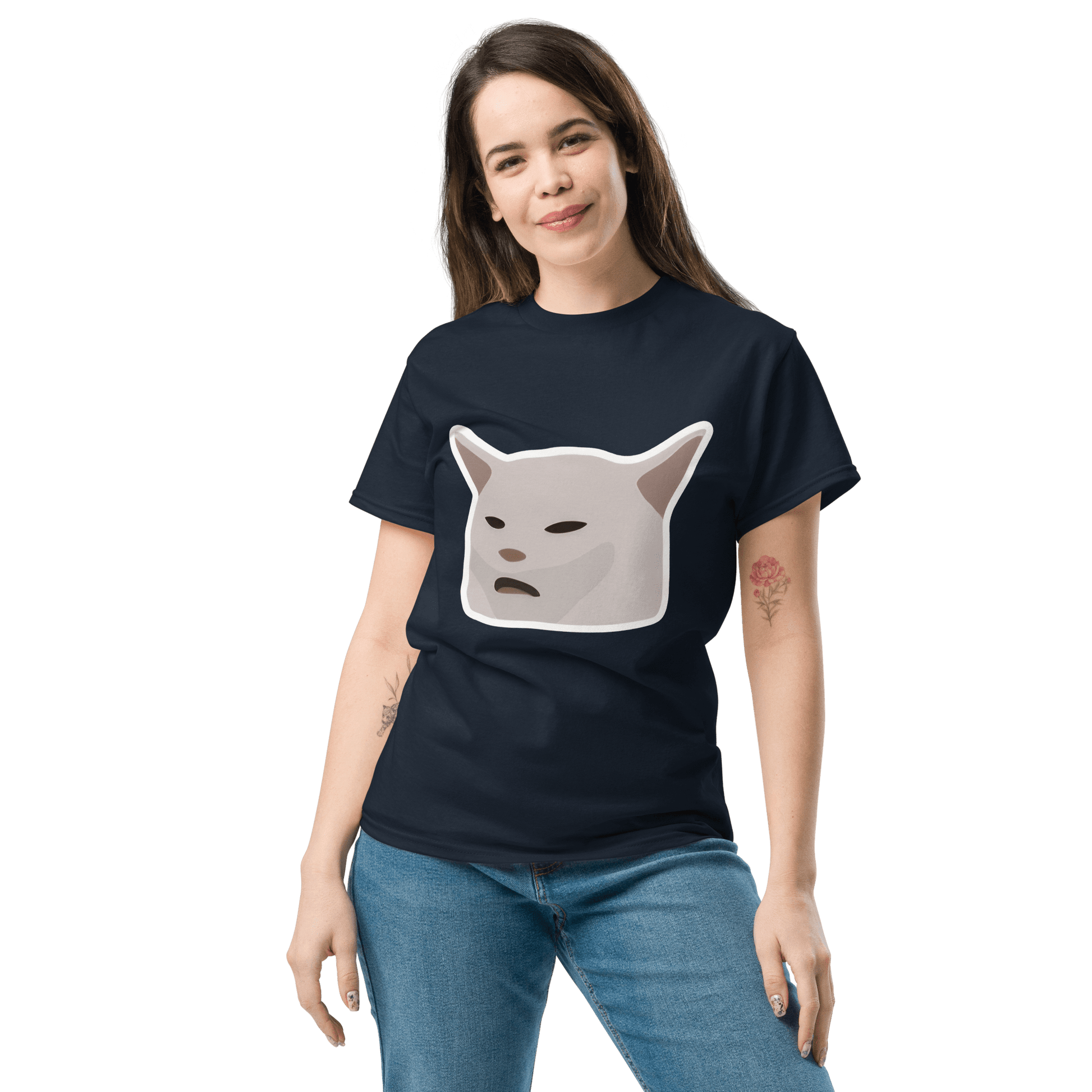 Cat Classic T-Shirt Meme - Royal | Shirtposting
