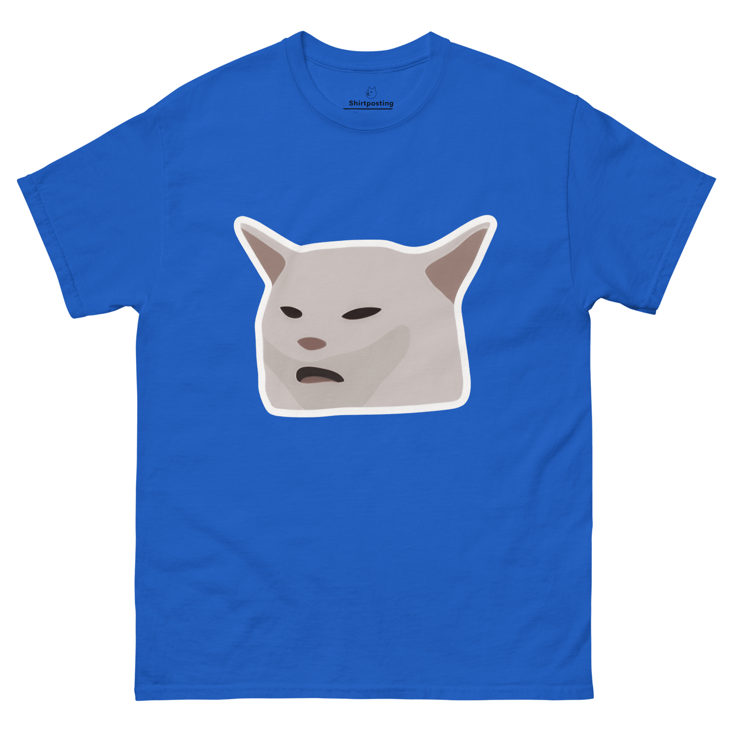 Cat Classic T-Shirt Meme - Royal | Shirtposting