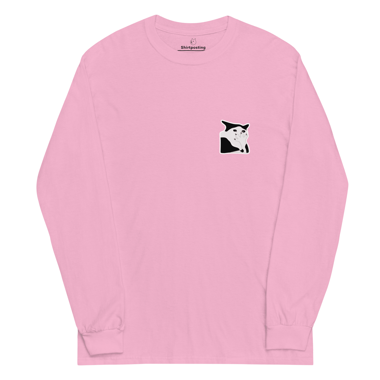 Cat Long Sleeve T-Shirt Meme - Light Pink | Shirtposting