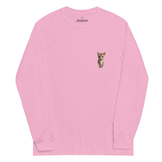 Cat Long Sleeve T-Shirt Meme - Light Pink | Shirtposting