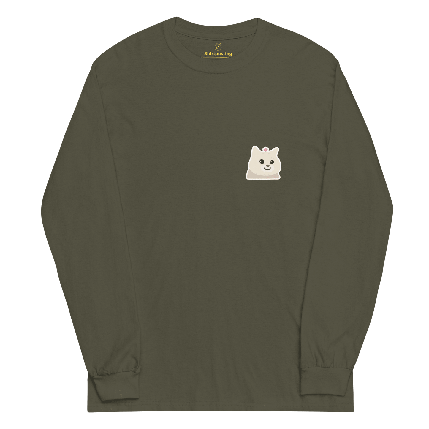 Cat Long Sleeve T-Shirt Meme - Military Green | Shirtposting