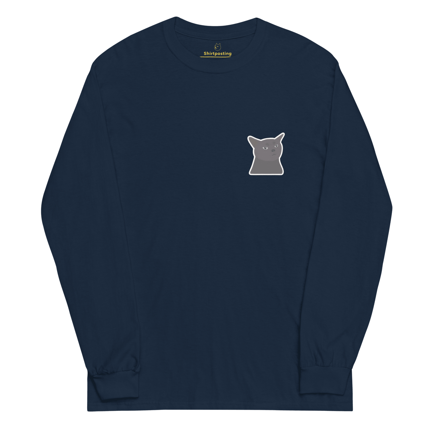 Cat Long Sleeve T-Shirt Meme - Navy | Shirtposting