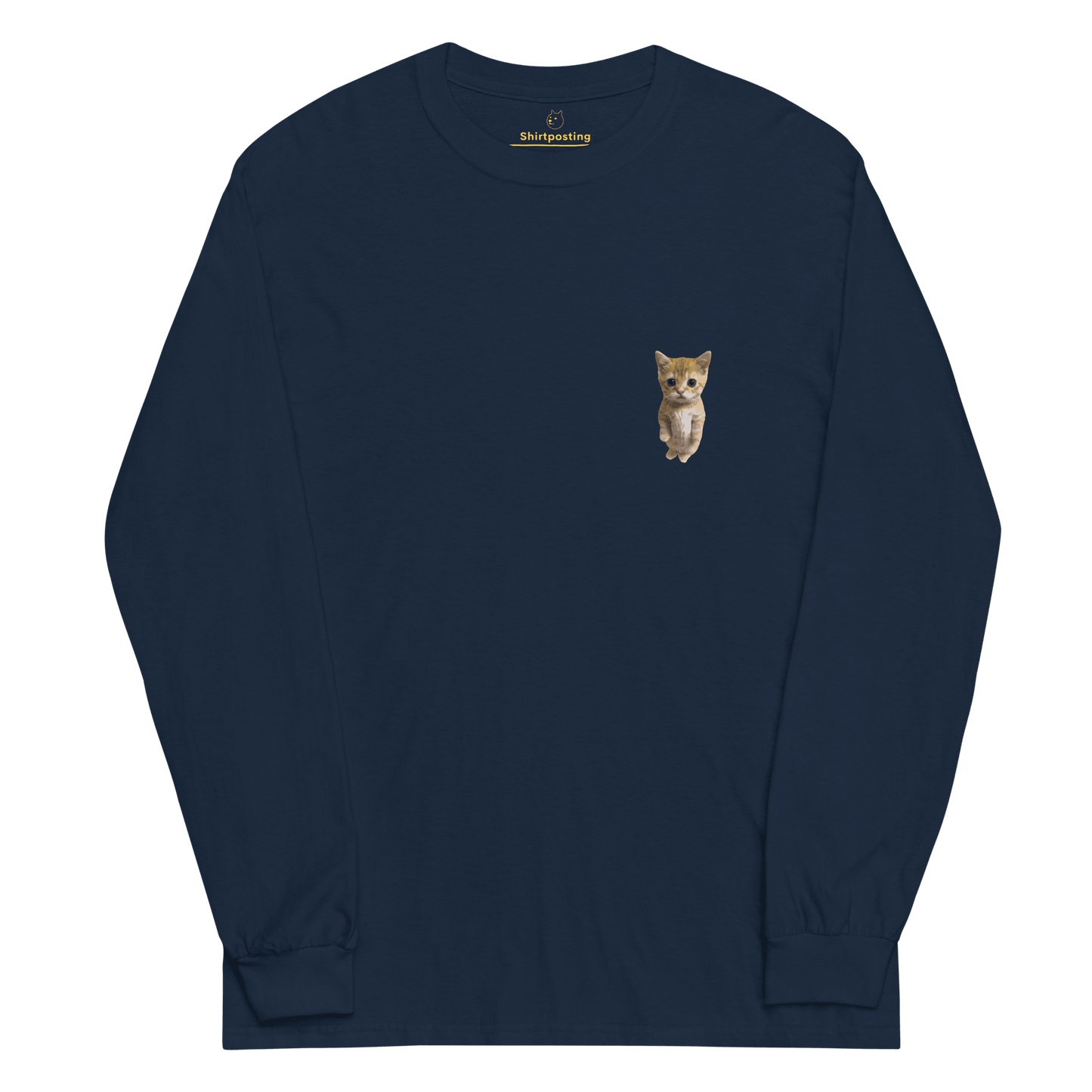 Cat Long Sleeve T-Shirt Meme - Navy | Shirtposting