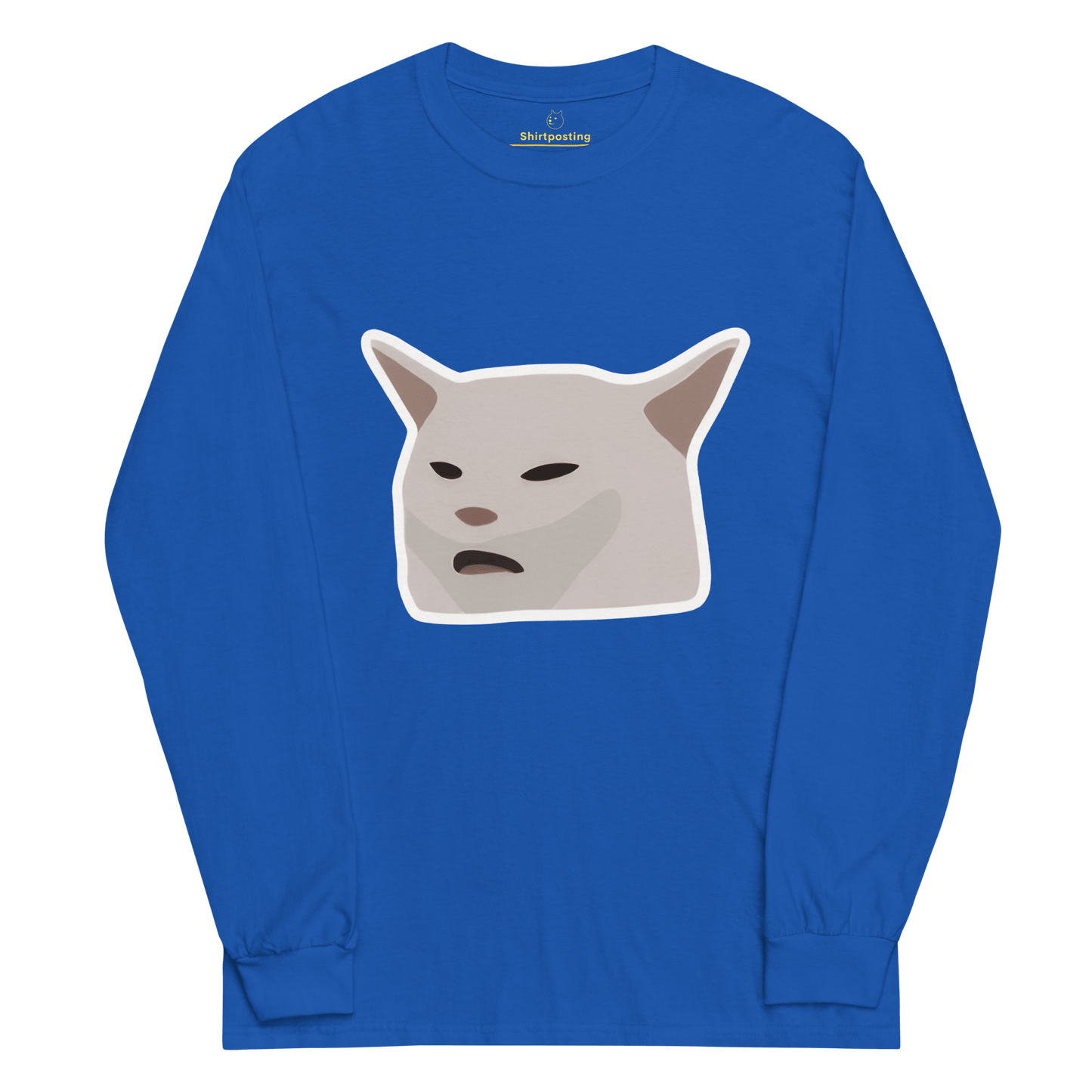 Cat Long Sleeve T-Shirt Meme - Royal | Shirtposting