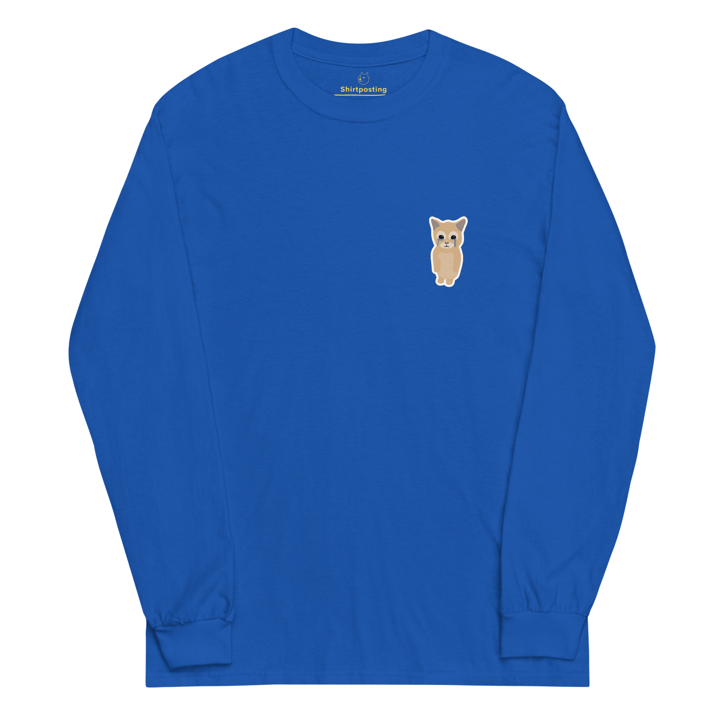 Cat Long Sleeve T-Shirt Meme - Royal | Shirtposting