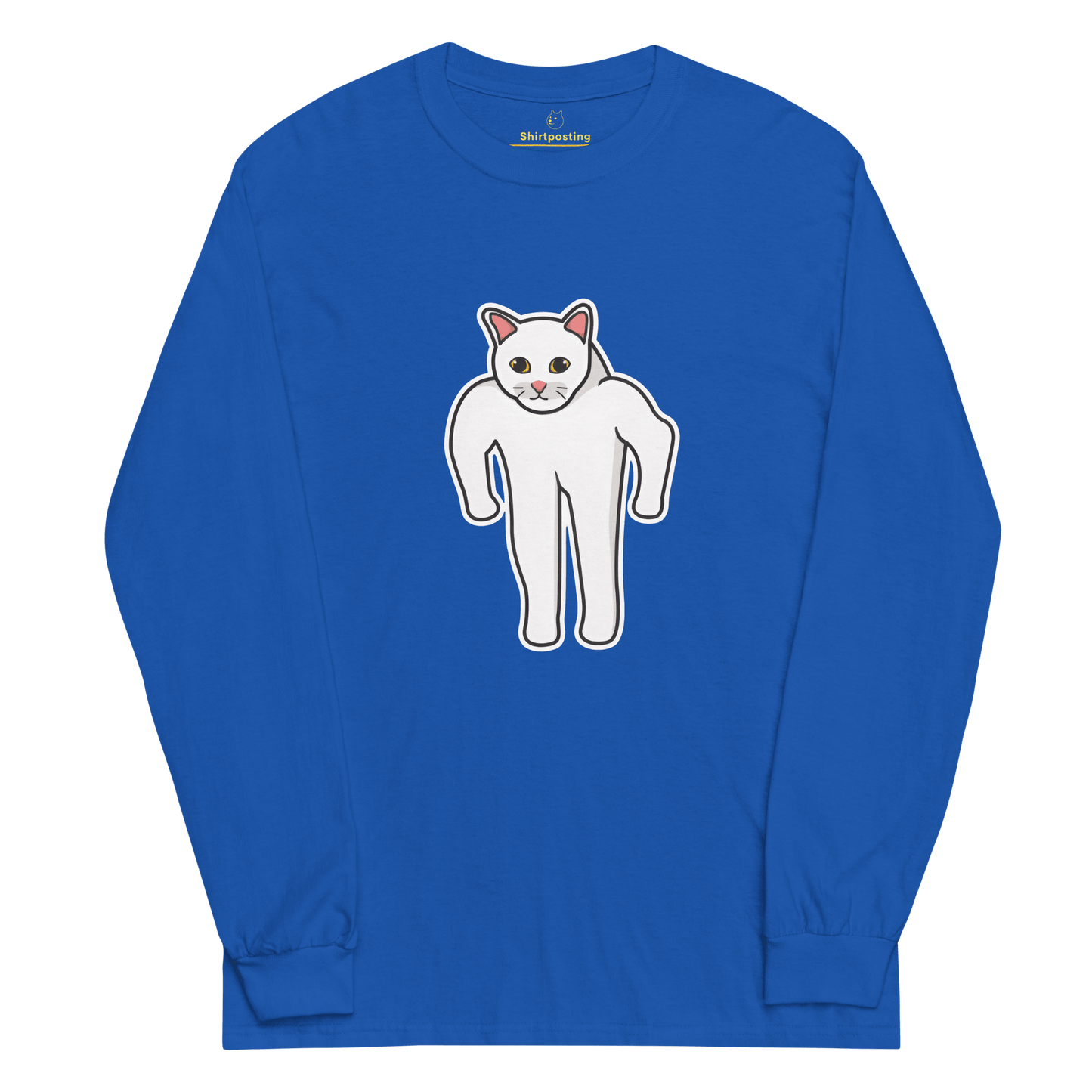 Cat Long Sleeve T-Shirt Meme - Royal | Shirtposting