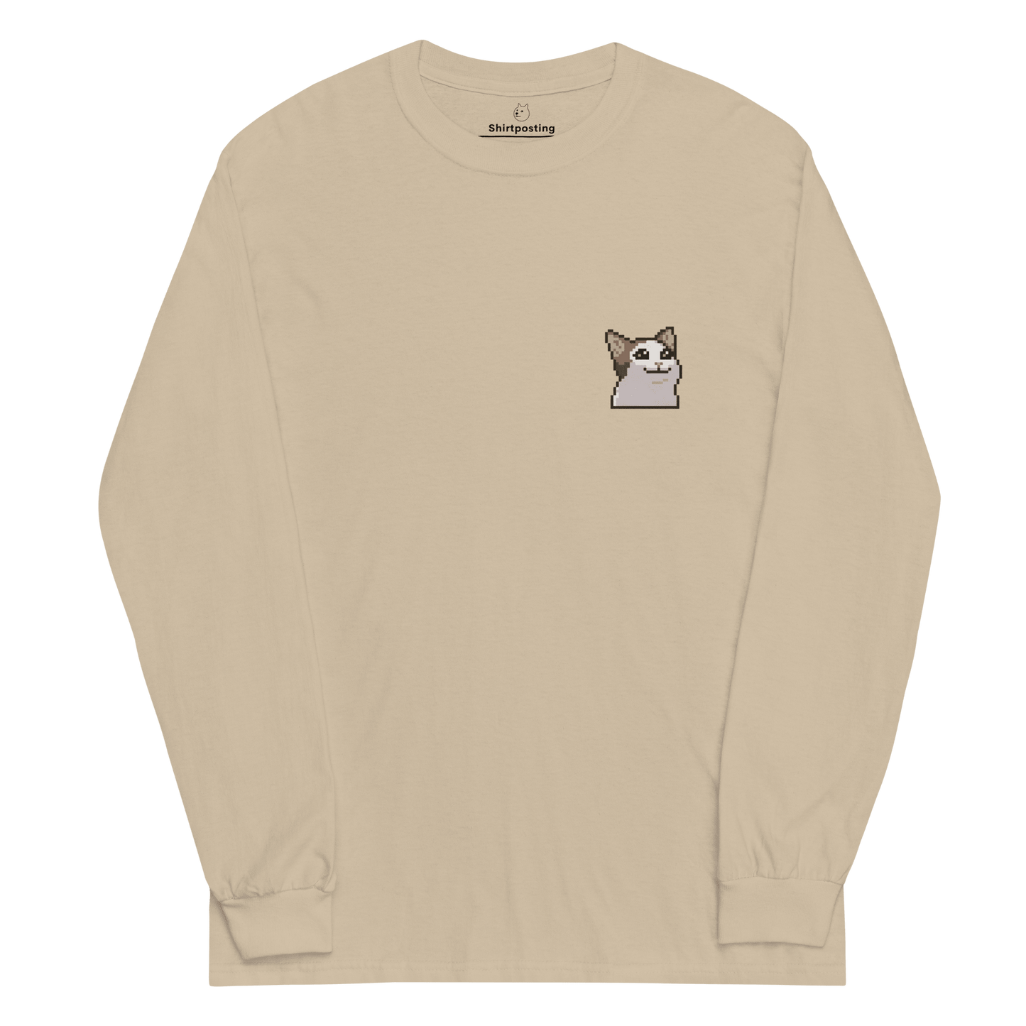 Cat Long Sleeve T-Shirt Meme - Sand | Shirtposting