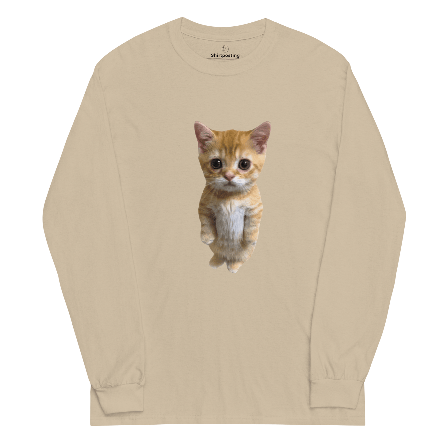 Cat Long Sleeve T-Shirt Meme - Sand | Shirtposting