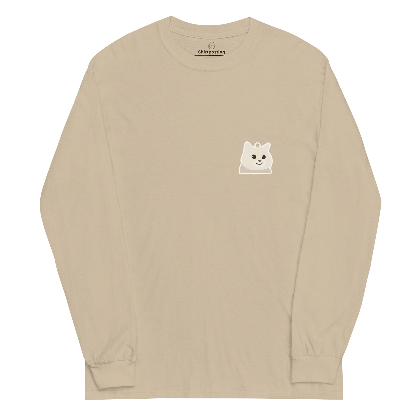 Cat Long Sleeve T-Shirt Meme - Sand | Shirtposting