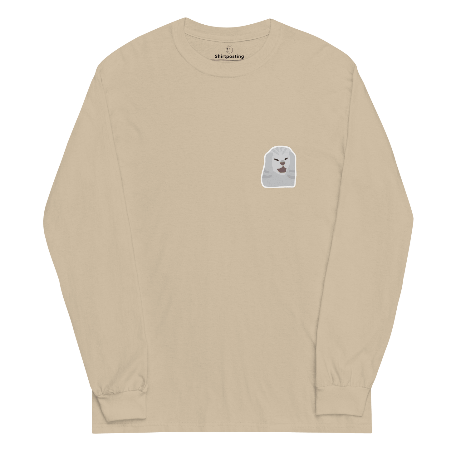 Cat Long Sleeve T-Shirt Meme - Sand | Shirtposting