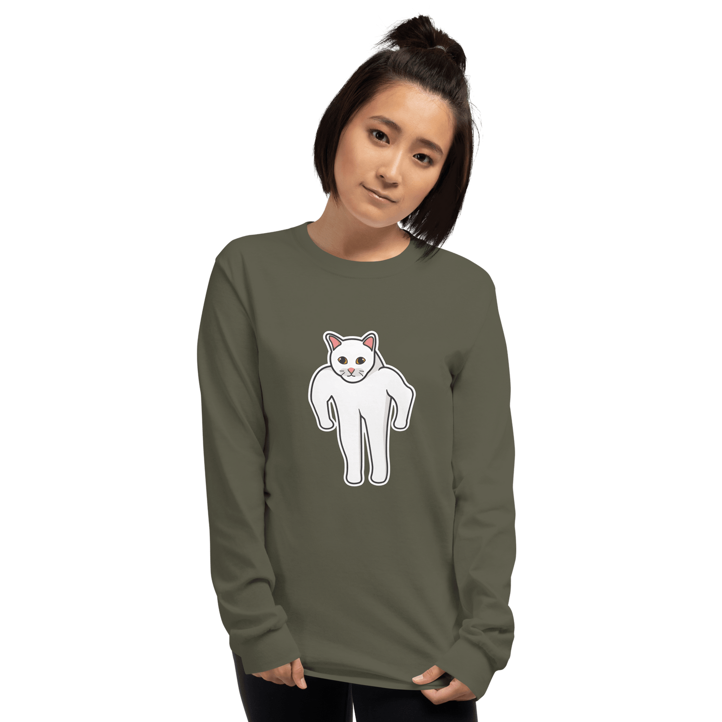 Cat Long Sleeve T-Shirt Meme - Sport Grey | Shirtposting