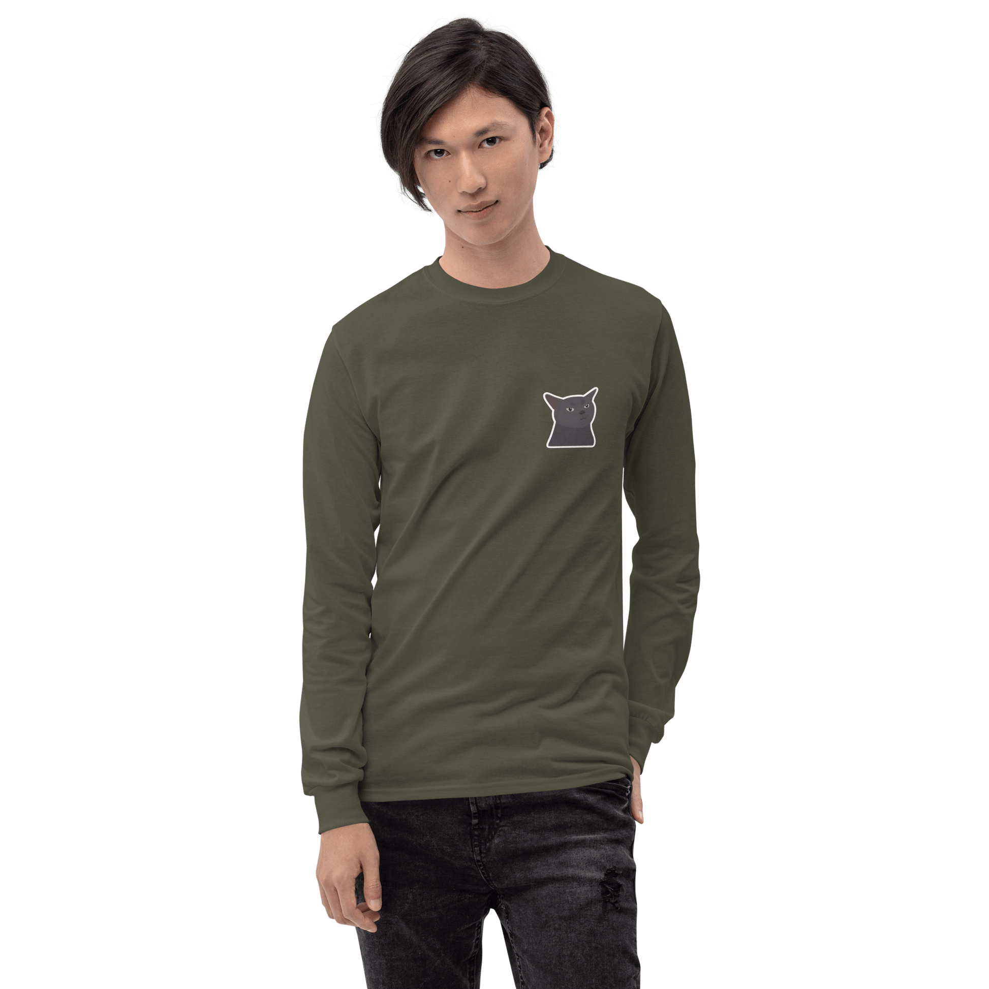 Cat Long Sleeve T-Shirt Meme - Sport Grey | Shirtposting