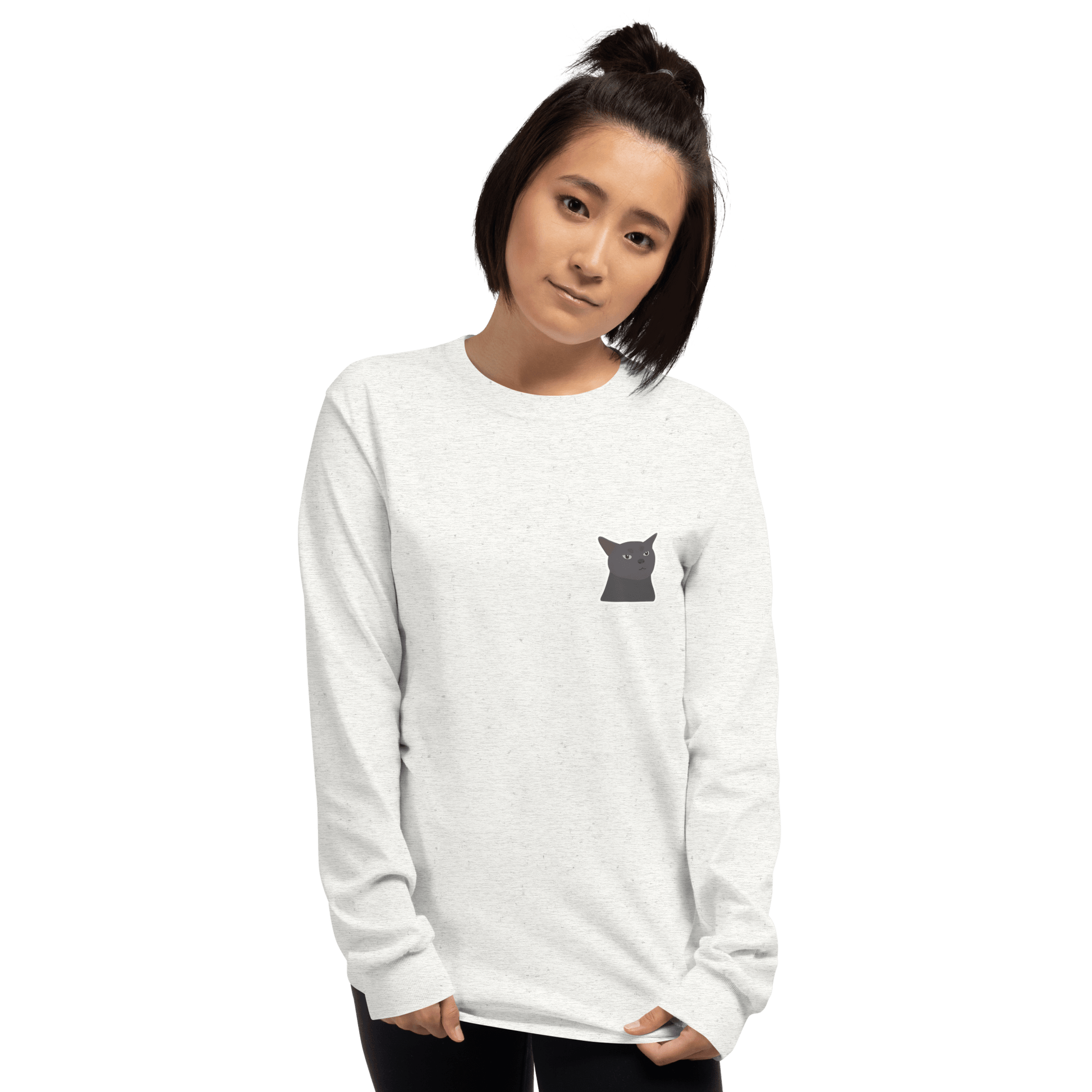 Cat Long Sleeve T-Shirt Meme - Sport Grey | Shirtposting