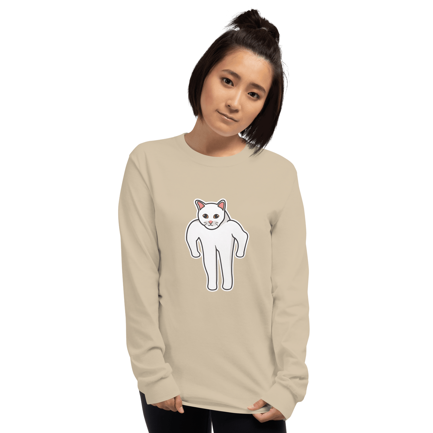 Cat Long Sleeve T-Shirt Meme - Sport Grey | Shirtposting