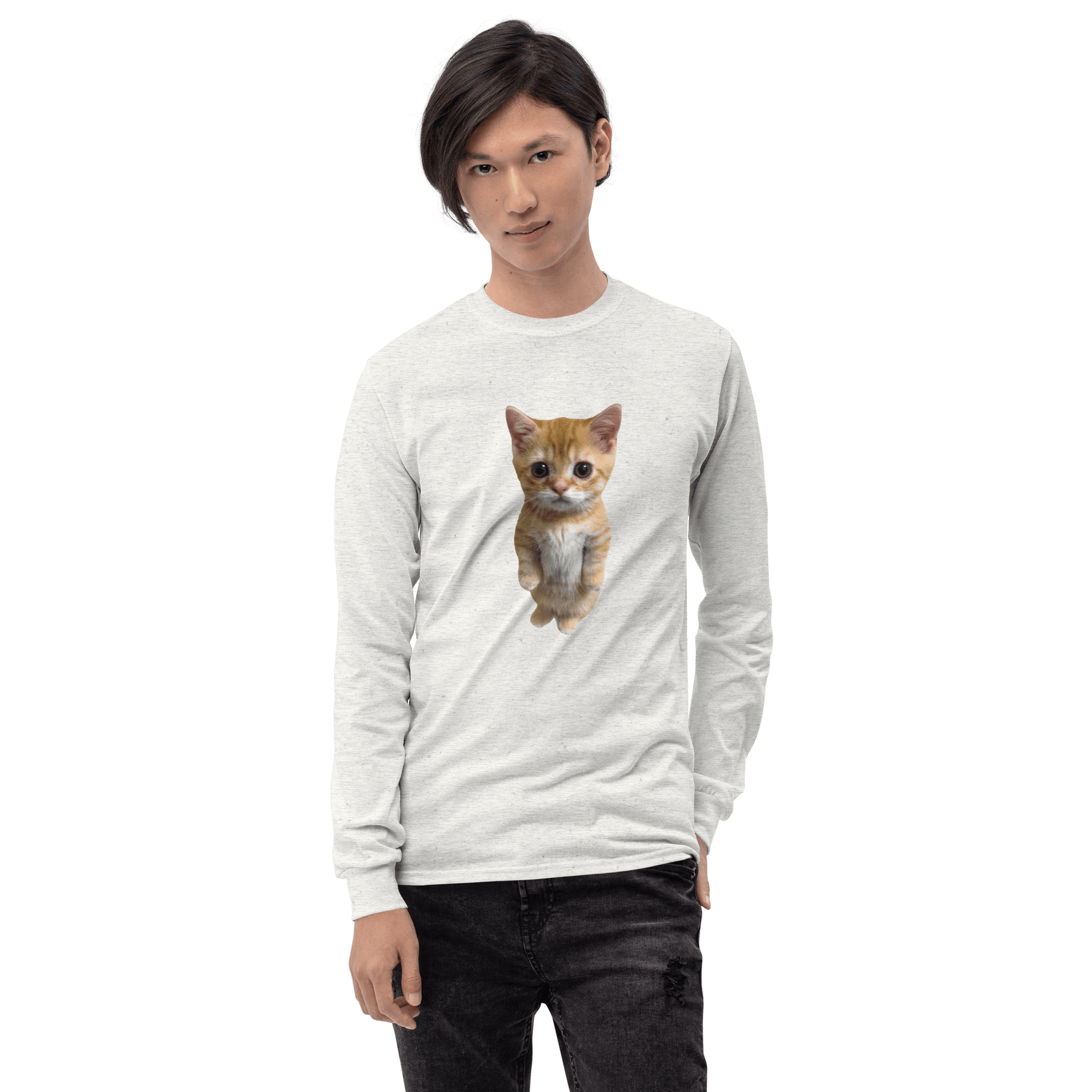 Cat Long Sleeve T-Shirt Meme - Sport Grey | Shirtposting