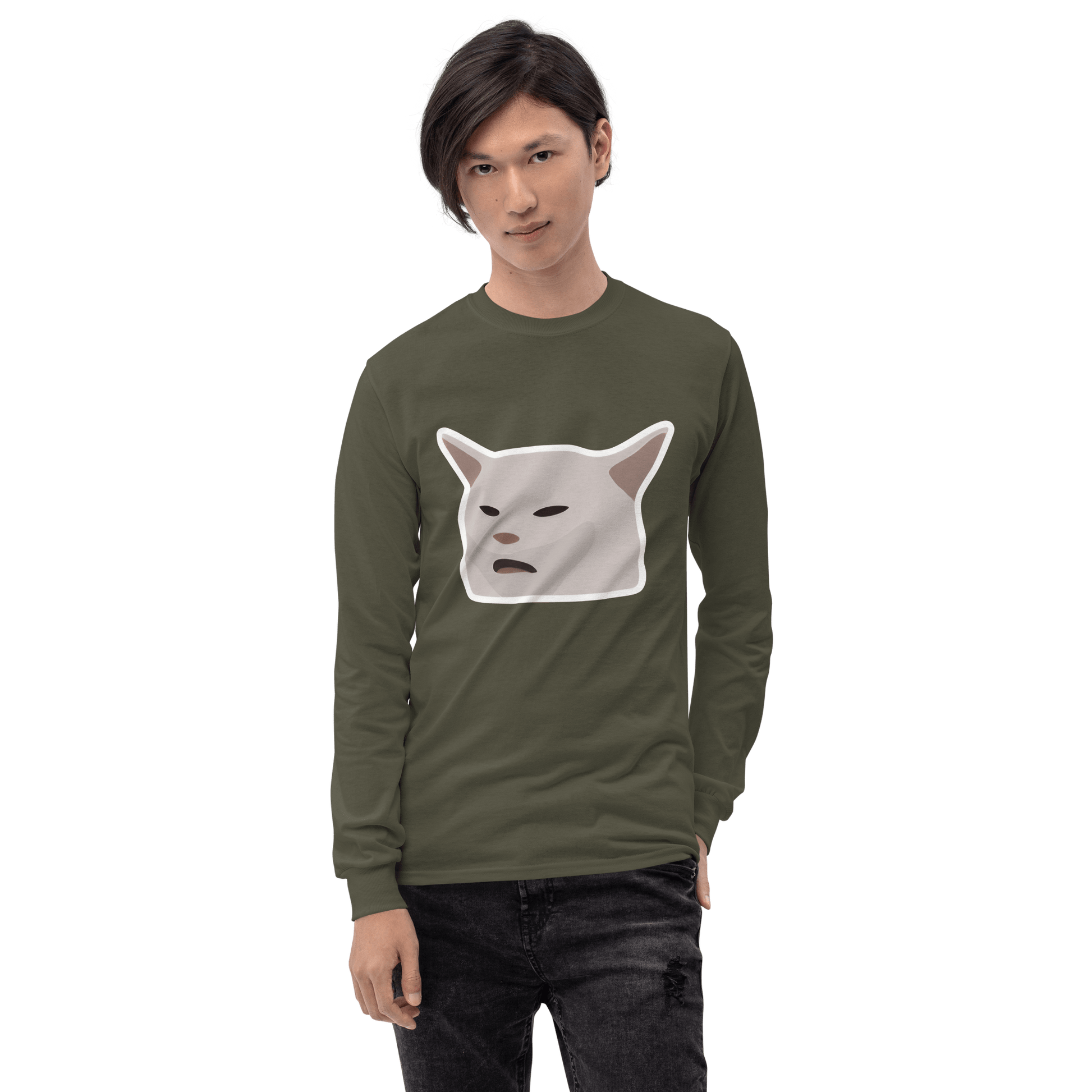 Cat Long Sleeve T-Shirt Meme - Sport Grey | Shirtposting