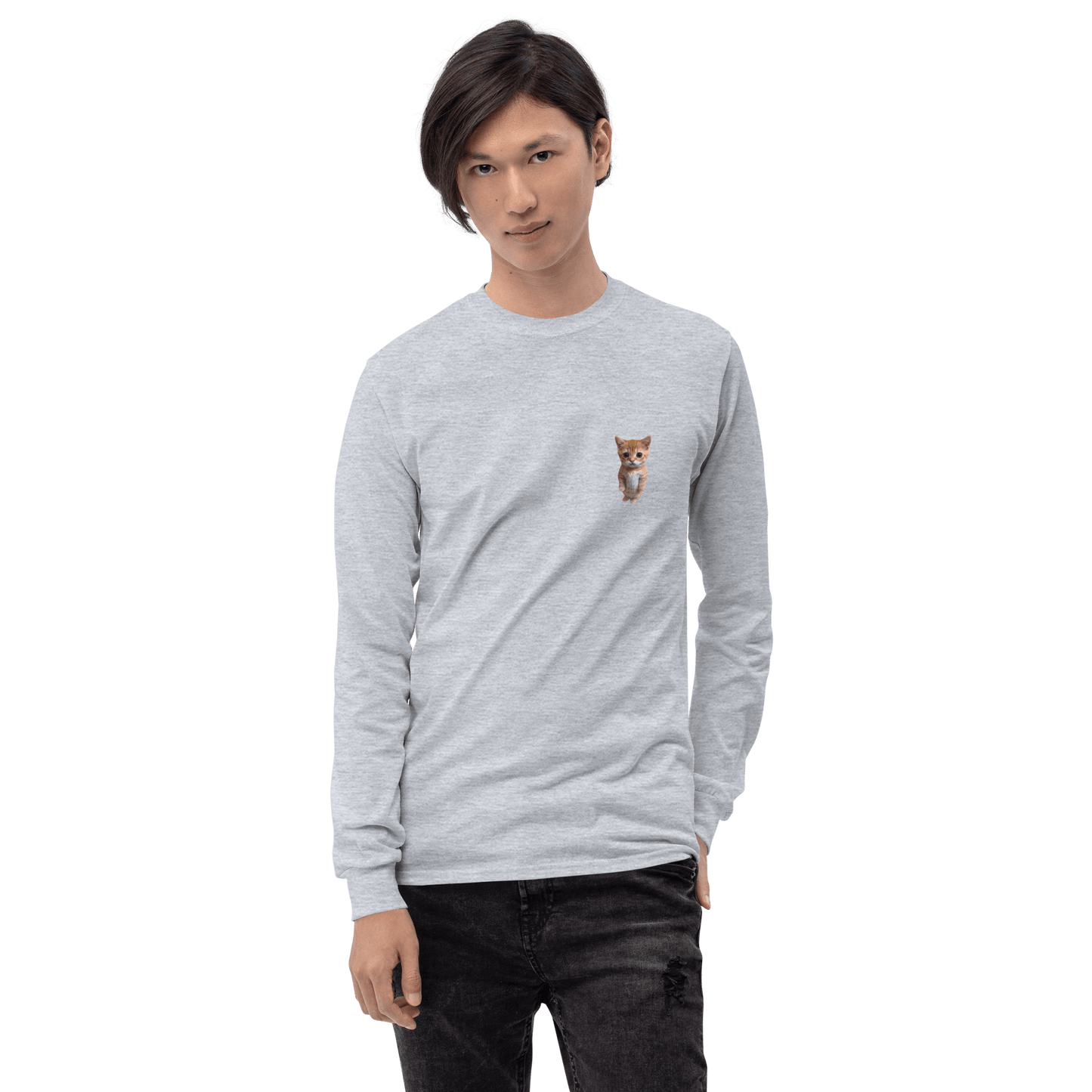 Cat Long Sleeve T-Shirt Meme - Sport Grey | Shirtposting