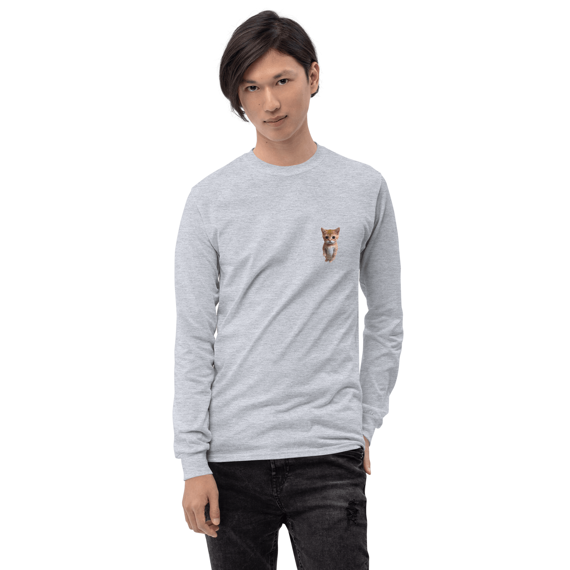 Cat Long Sleeve T-Shirt Meme - Sport Grey | Shirtposting