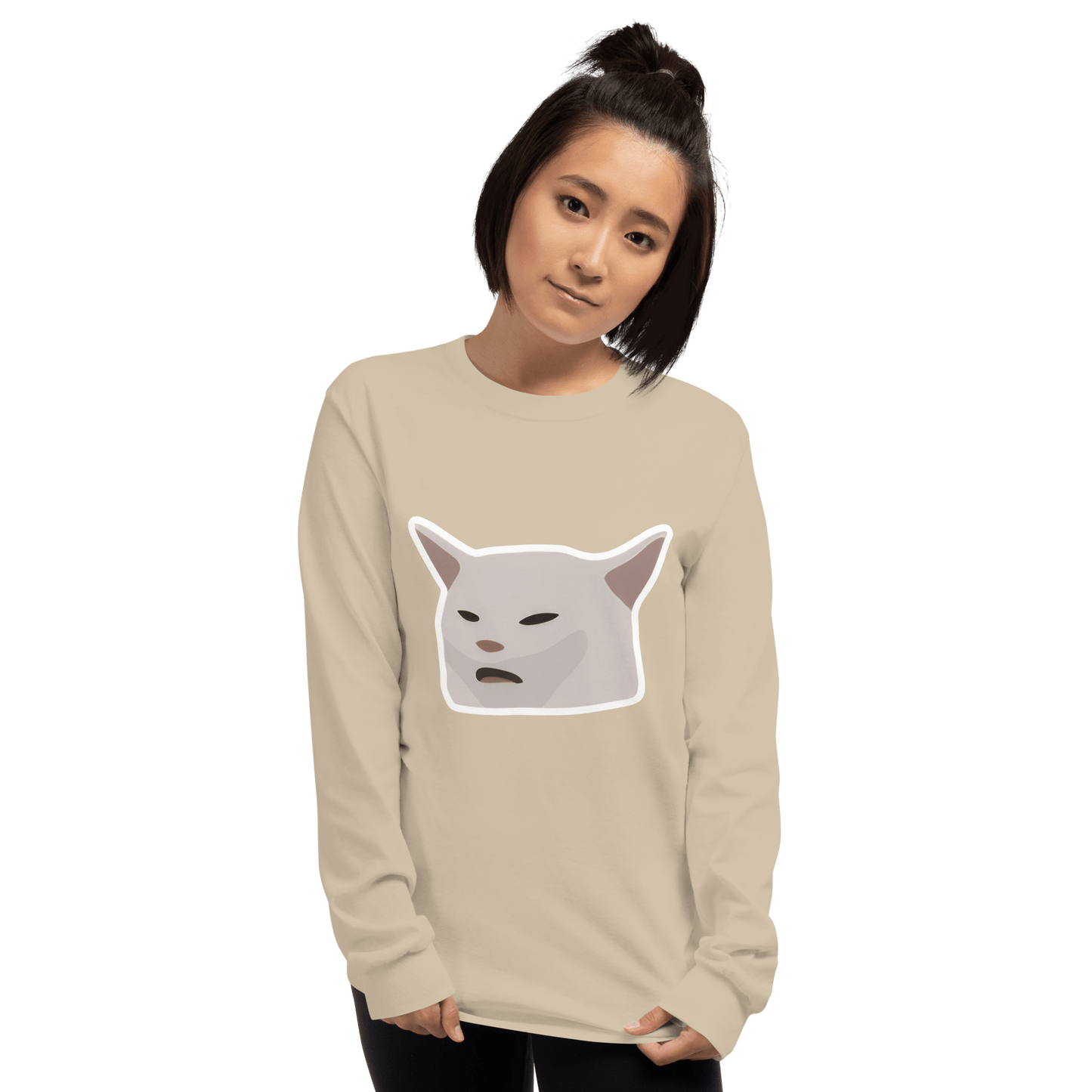 Cat Long Sleeve T-Shirt Meme - Sport Grey | Shirtposting