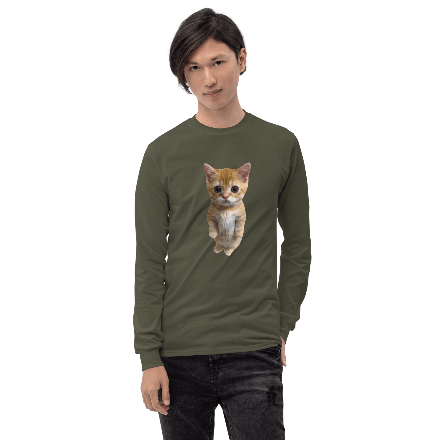 Cat Long Sleeve T-Shirt Meme - Sport Grey | Shirtposting