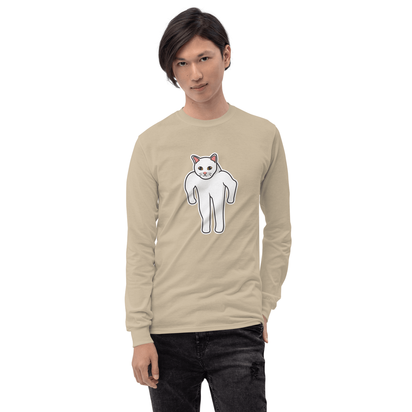 Cat Long Sleeve T-Shirt Meme - Sport Grey | Shirtposting