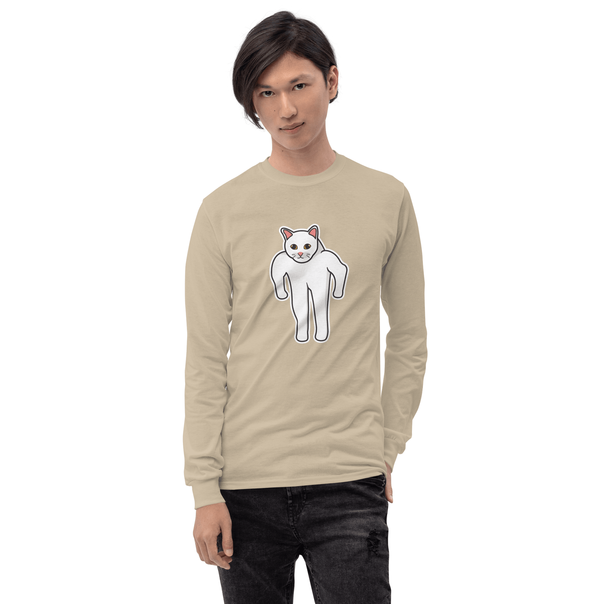 Cat Long Sleeve T-Shirt Meme - Sport Grey | Shirtposting