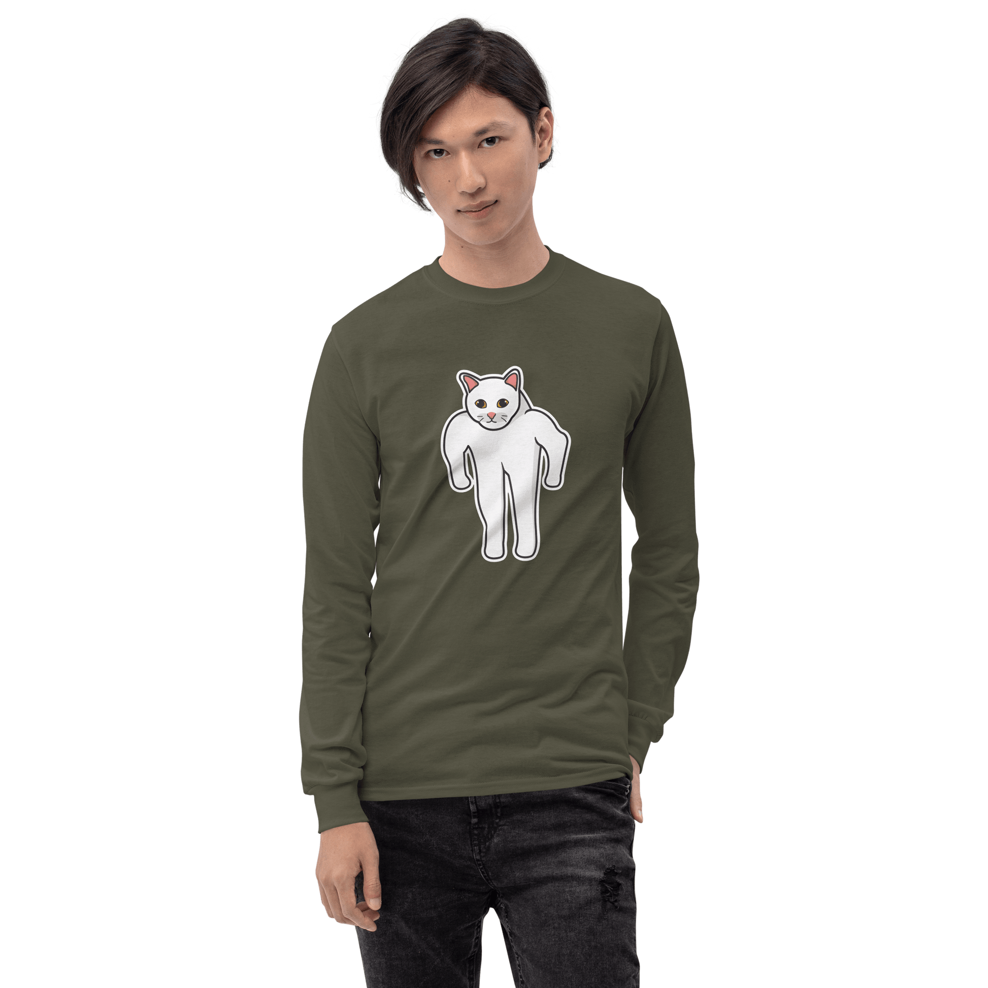 Cat Long Sleeve T-Shirt Meme - Sport Grey | Shirtposting