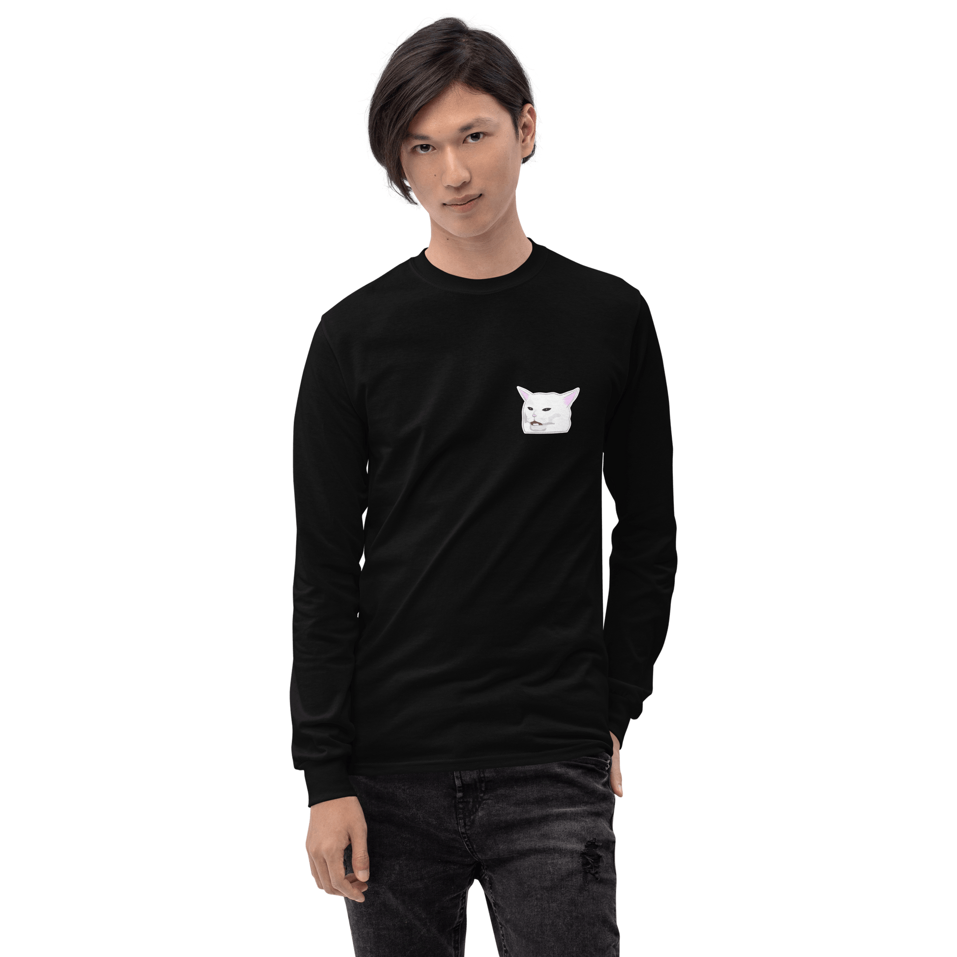 Cat Long Sleeve T-Shirt Meme - Sport Grey | Shirtposting