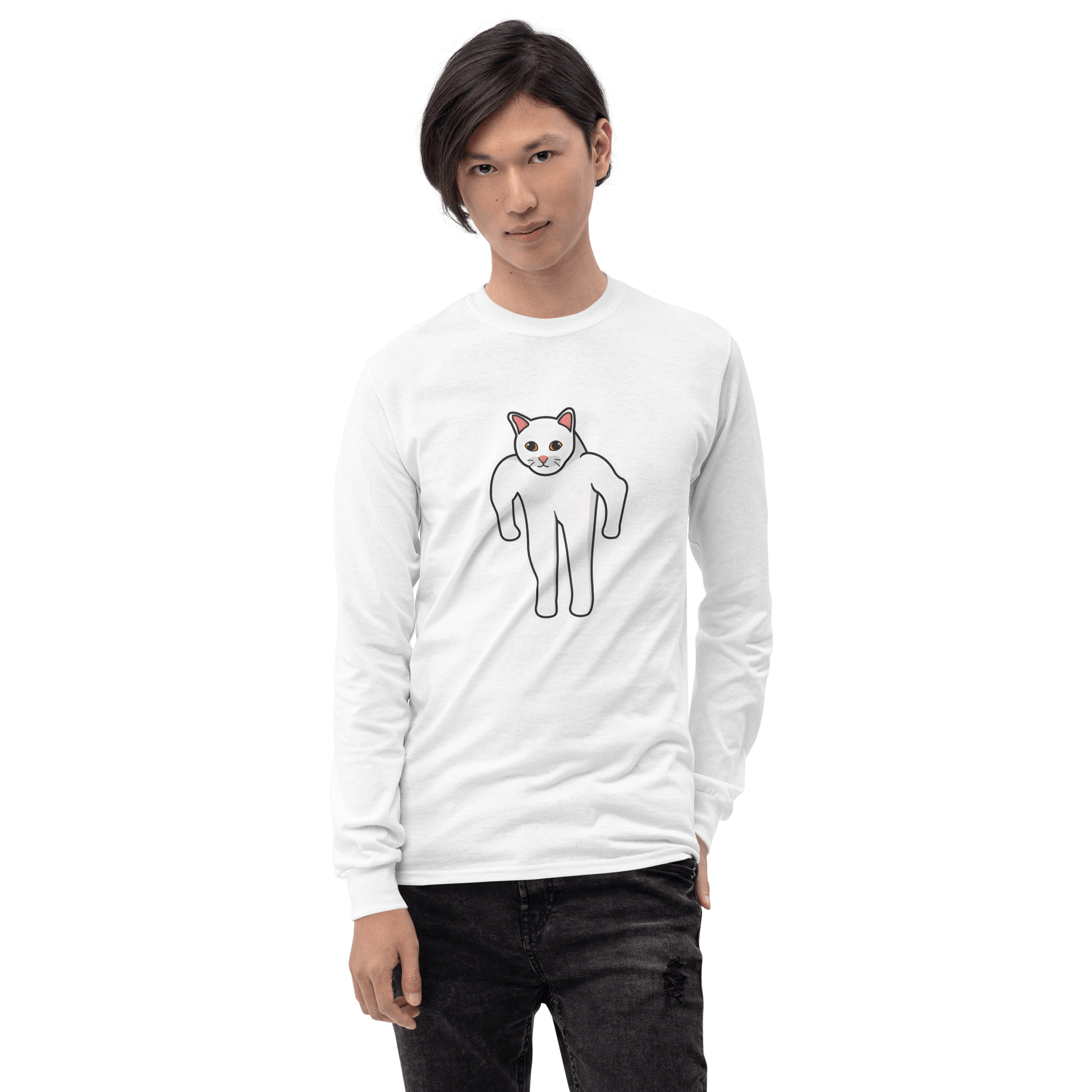Cat Long Sleeve T-Shirt Meme - Sport Grey | Shirtposting
