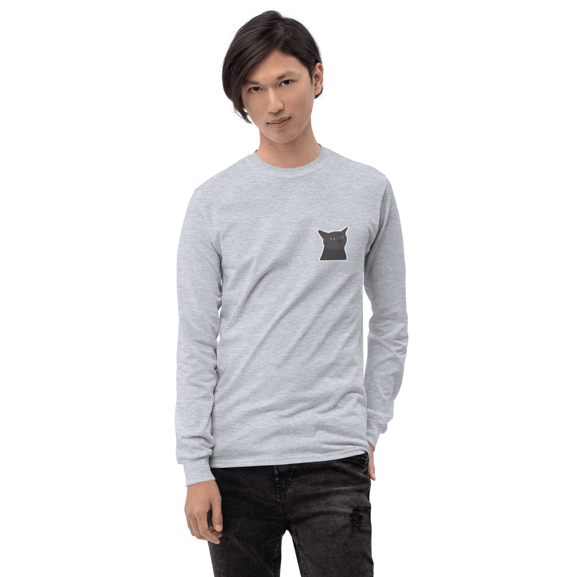 Cat Long Sleeve T-Shirt Meme - Sport Grey | Shirtposting