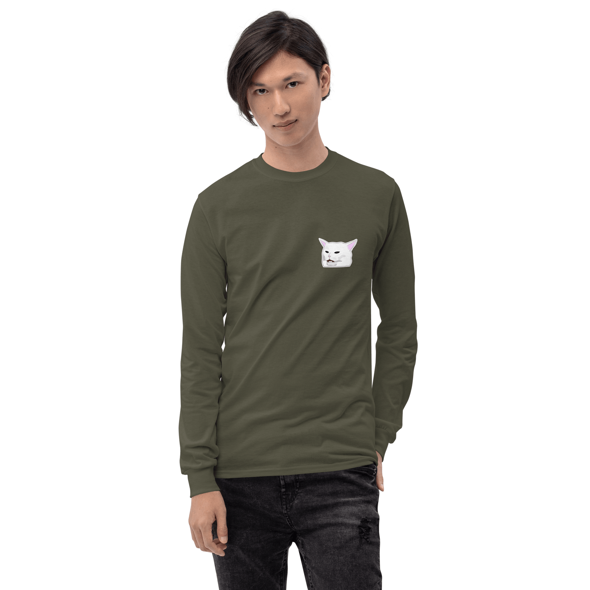 Cat Long Sleeve T-Shirt Meme - Sport Grey | Shirtposting
