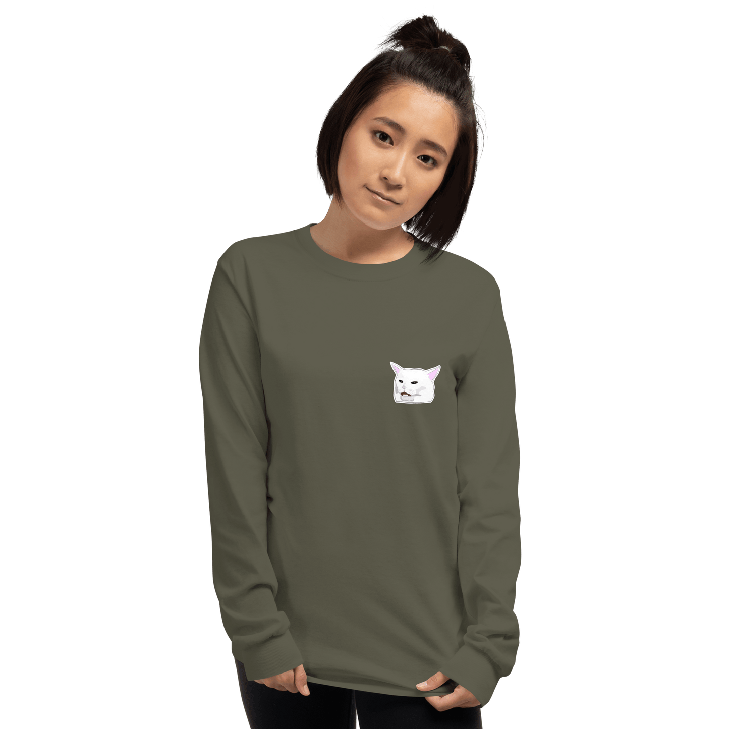 Cat Long Sleeve T-Shirt Meme - Sport Grey | Shirtposting