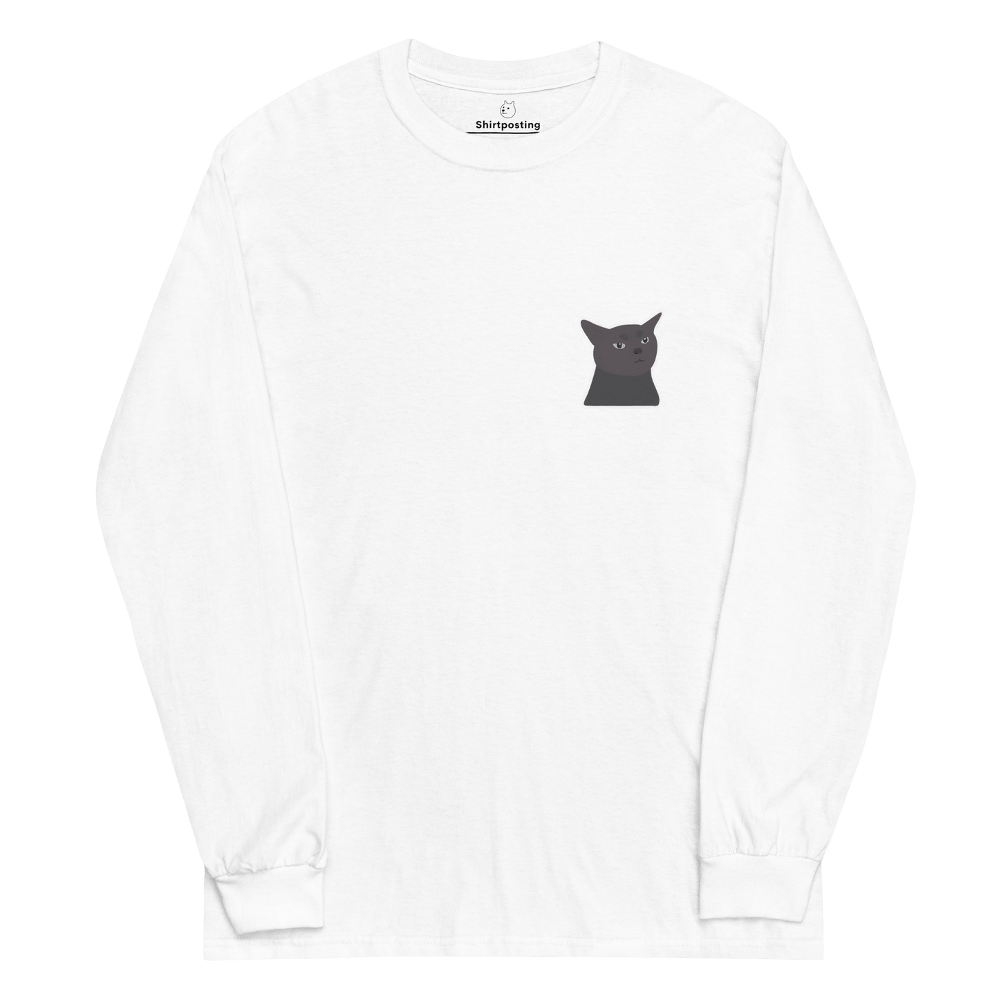 Cat Long Sleeve T-Shirt Meme - White | Shirtposting