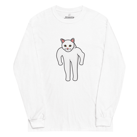 Cat Long Sleeve T-Shirt Meme - White | Shirtposting