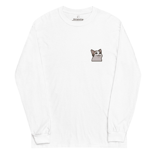 Cat Long Sleeve T-Shirt Meme - White | Shirtposting