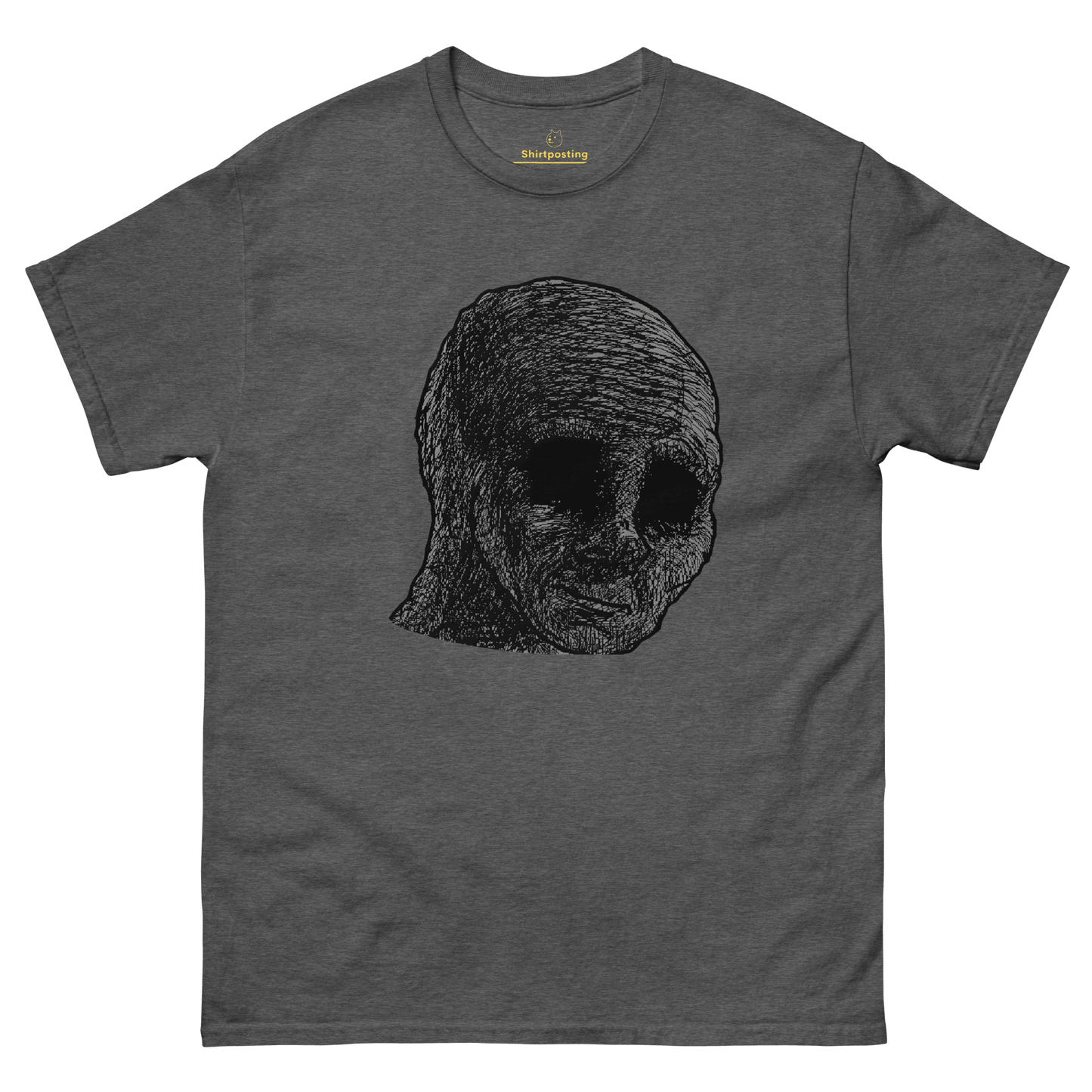 Cursed Wojak Classic T-Shirt Meme - Dark Heather | Shirtposting