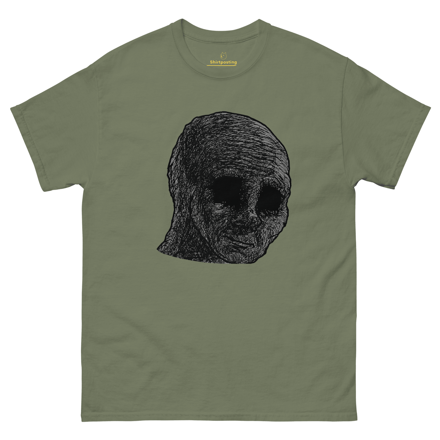 Cursed Wojak Classic T-Shirt Meme - Military Green | Shirtposting
