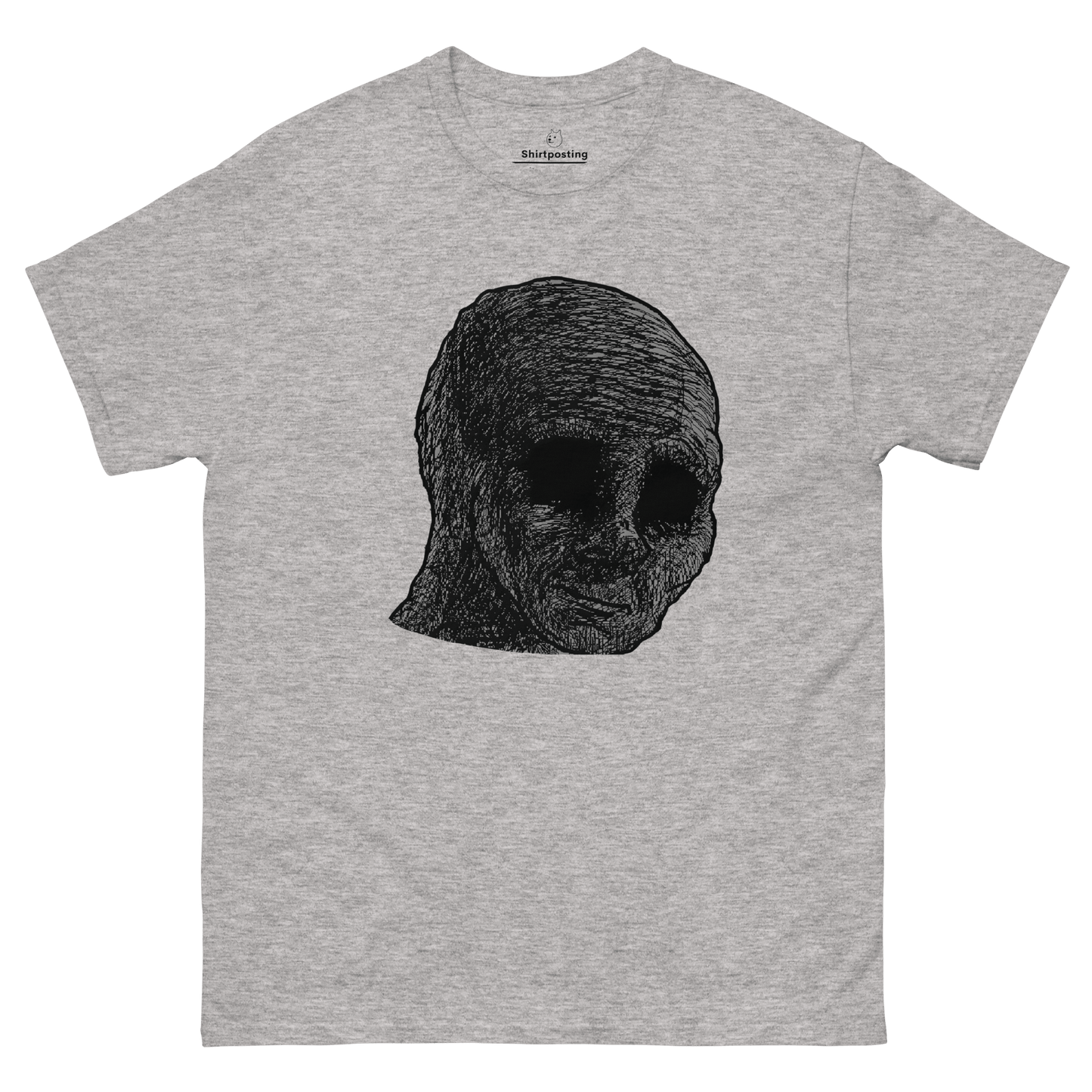 Cursed Wojak Classic T-Shirt Meme - Sport Grey | Shirtposting