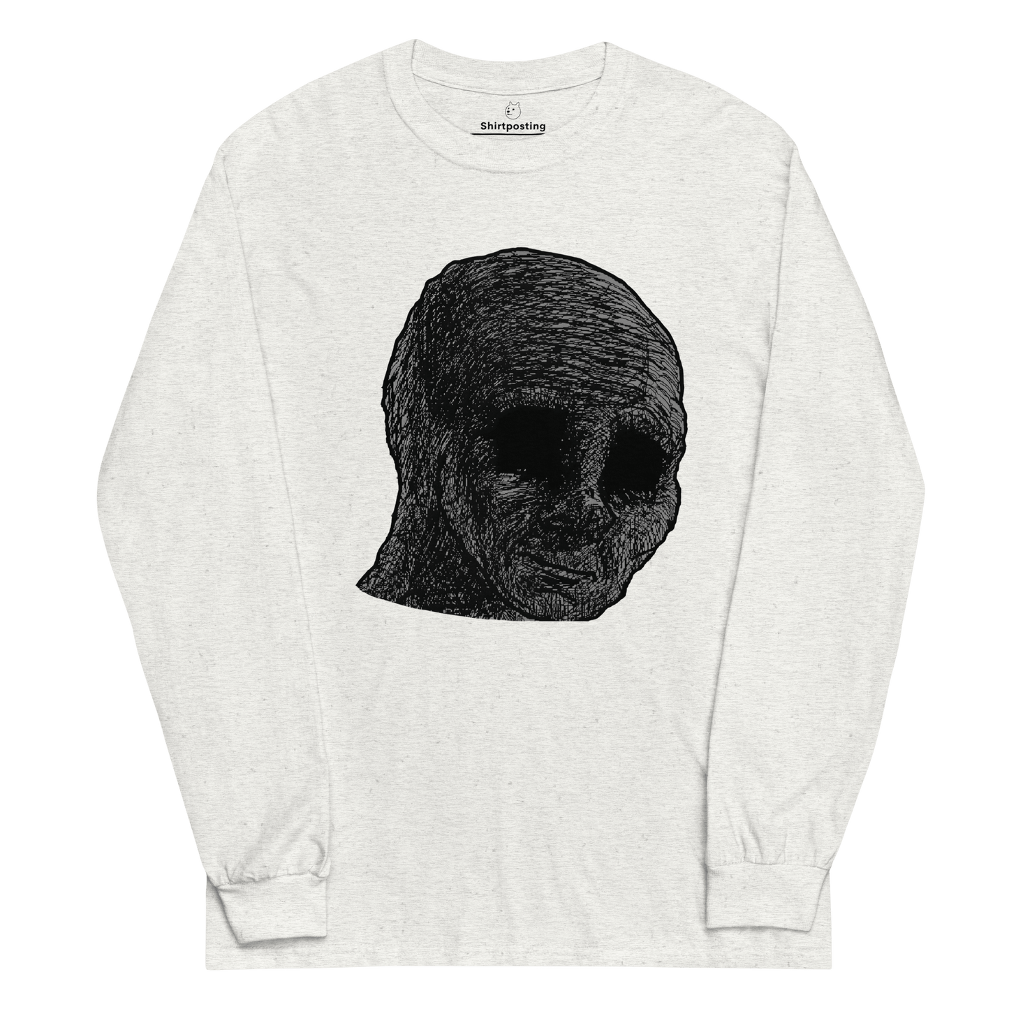 Cursed Wojak Long Sleeve T-Shirt Meme - Ash | Shirtposting