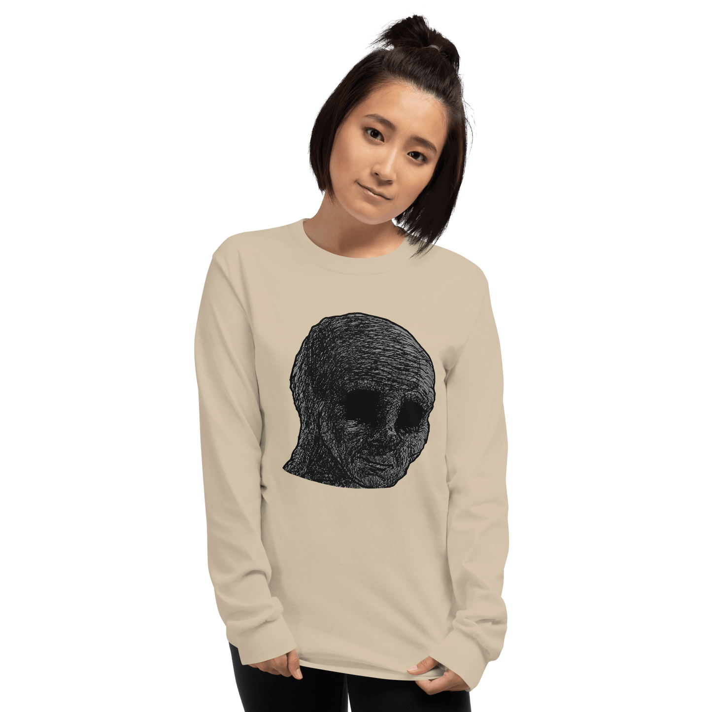 Cursed Wojak Long Sleeve T-Shirt Meme - Sport Grey | Shirtposting