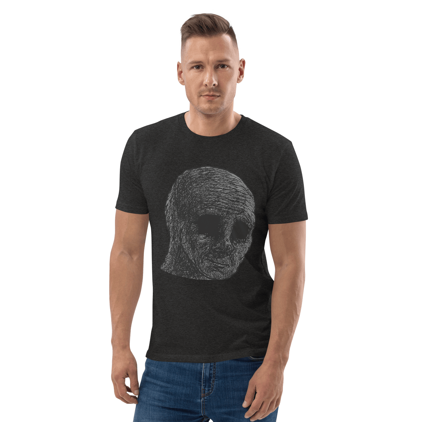 Cursed Wojak Premium Organic T-Shirt Meme - Dark Heather Grey | Shirtposting