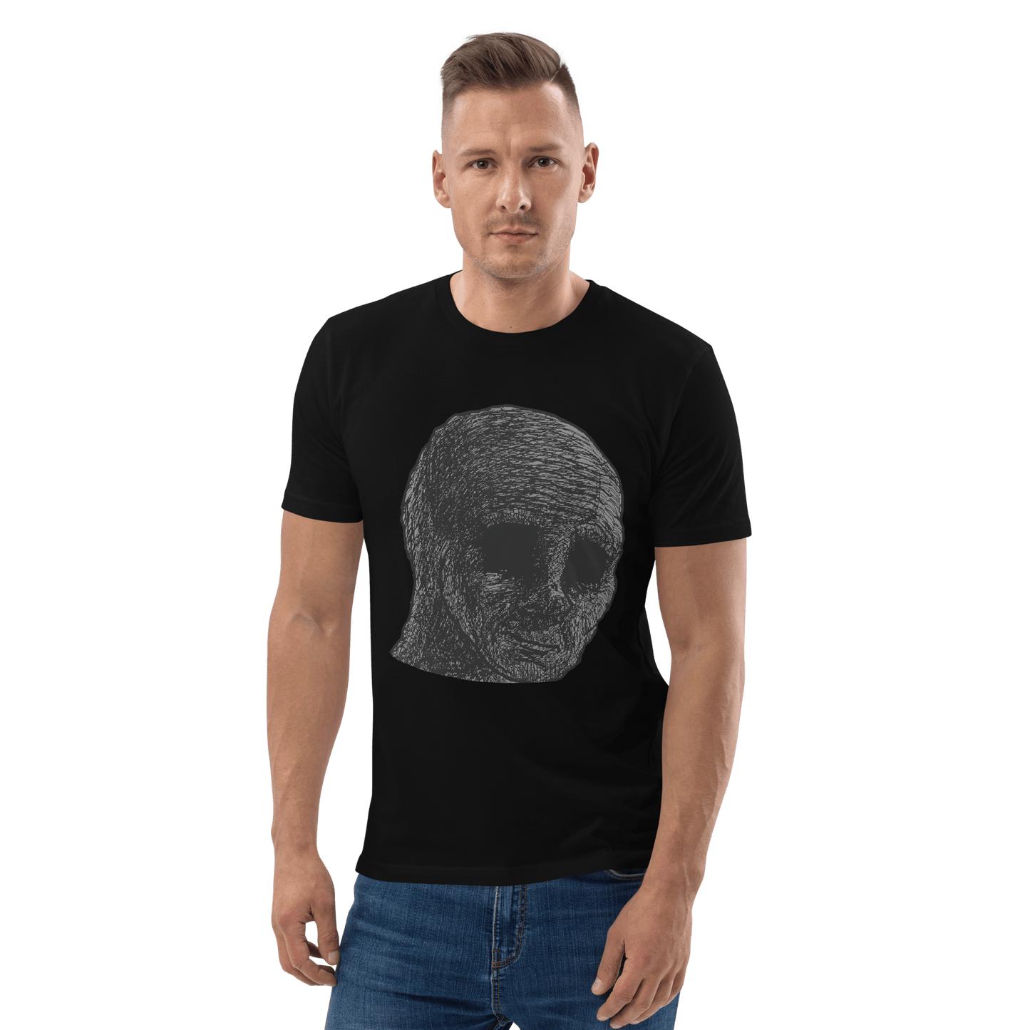 Cursed Wojak Premium Organic T-Shirt Meme - Dark Heather Grey | Shirtposting