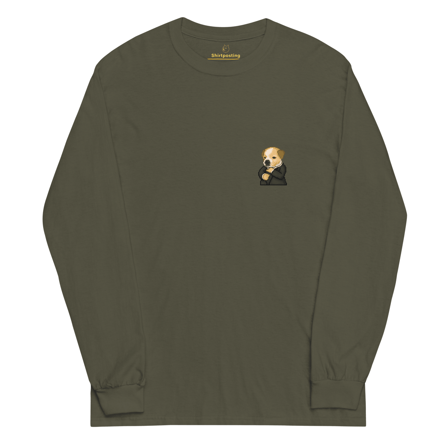 Dog Long Sleeve T-Shirt Meme - Military Green | Shirtposting