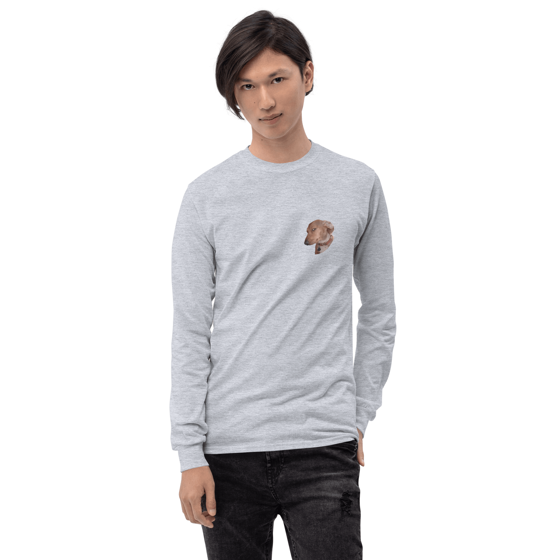 Dog Long Sleeve T-Shirt Meme - Sport Grey | Shirtposting