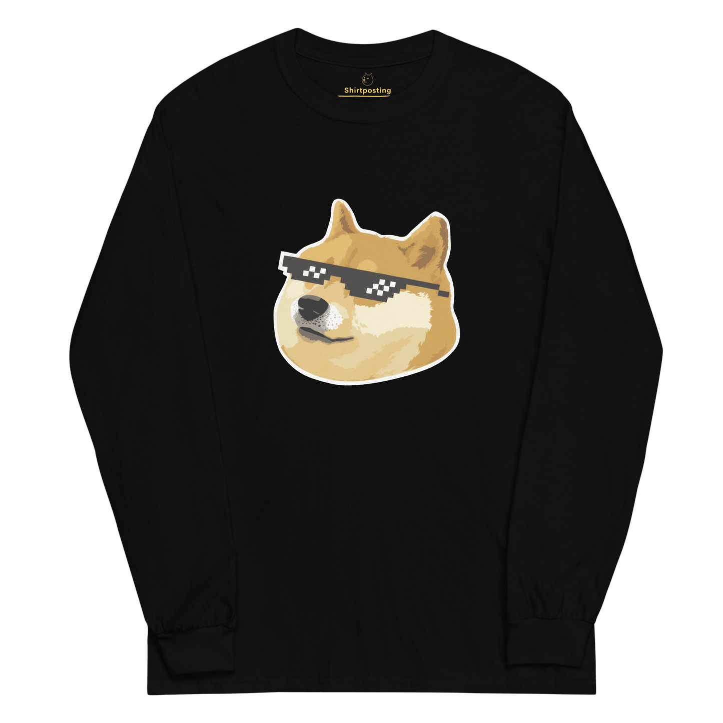 Doge Long Sleeve T-Shirt Meme - Black | Shirtposting