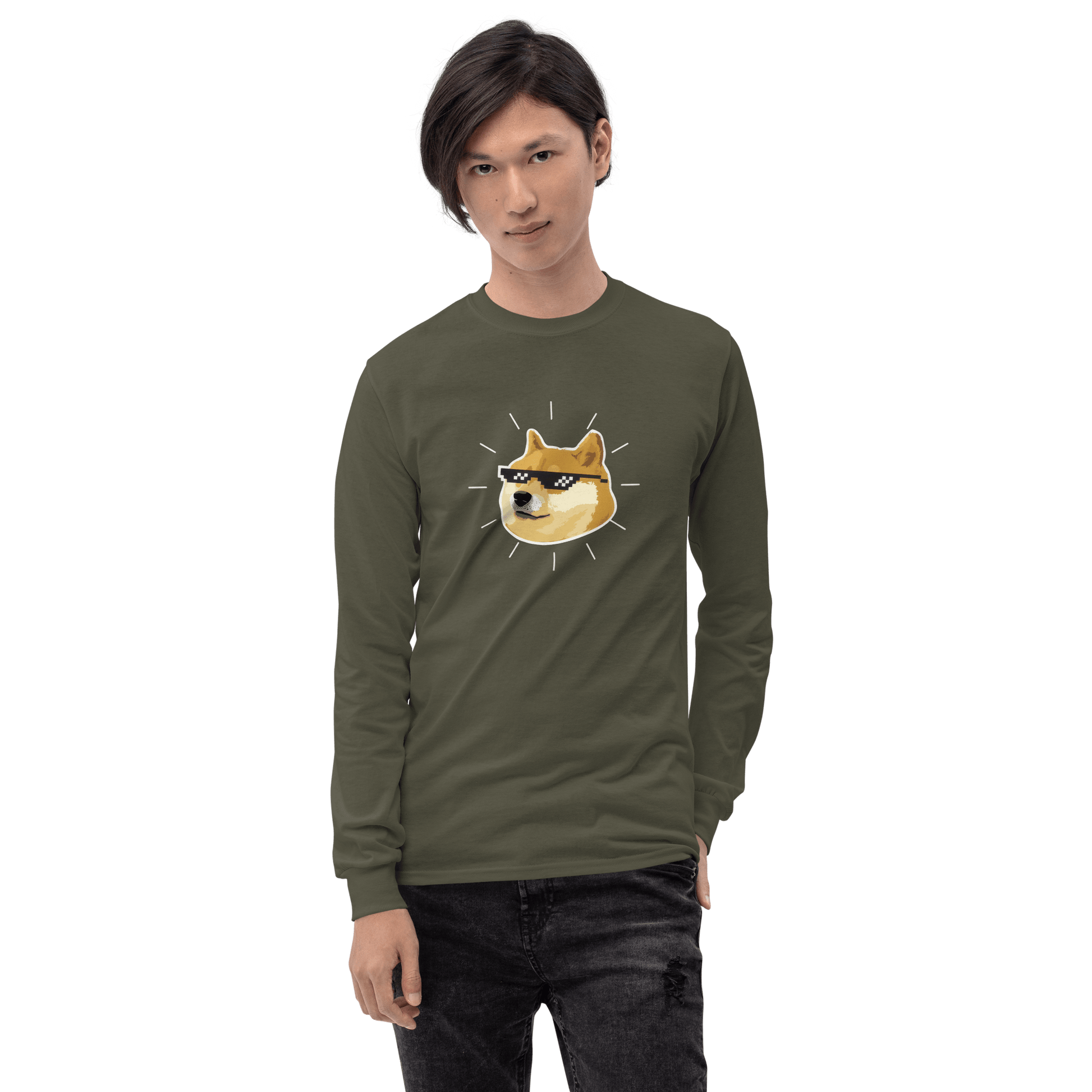 Doge Long Sleeve T-Shirt Meme - Military Green | Shirtposting
