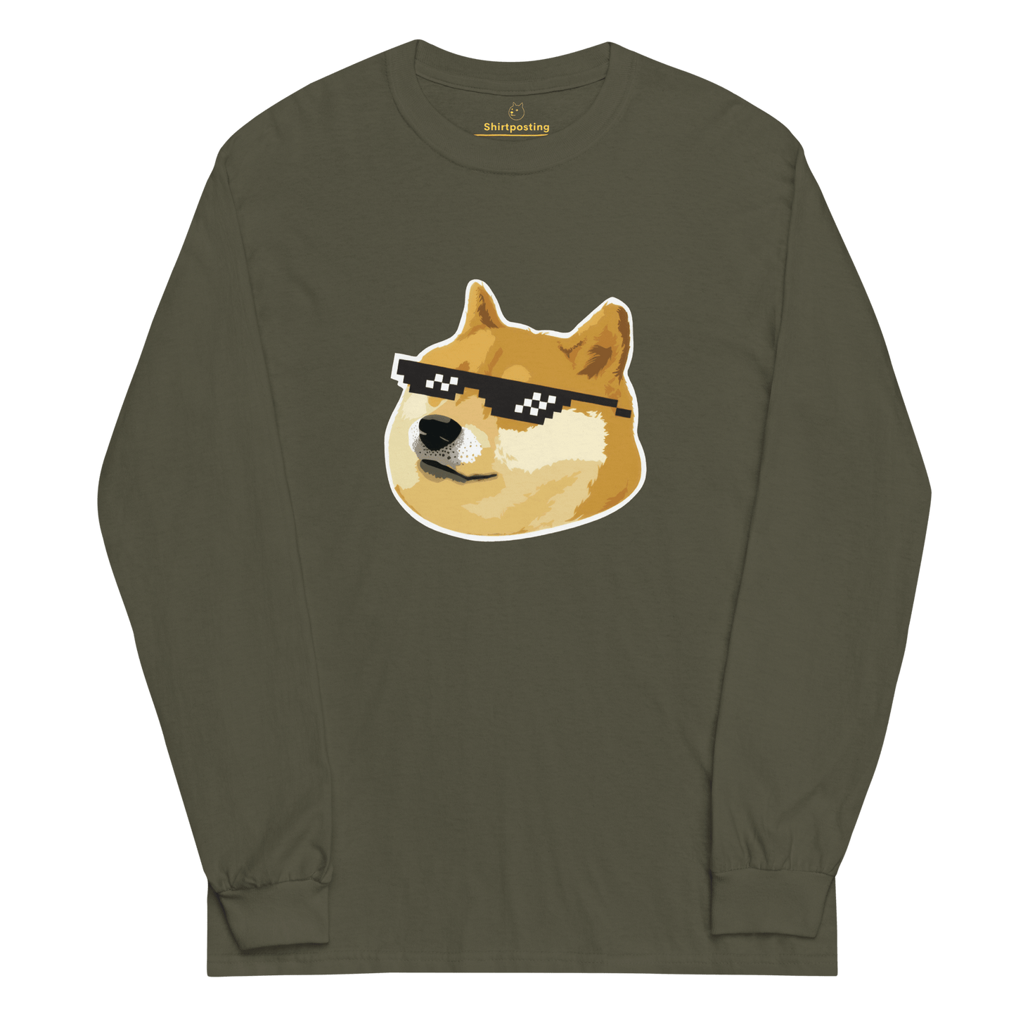 Doge Long Sleeve T-Shirt Meme - Military Green | Shirtposting